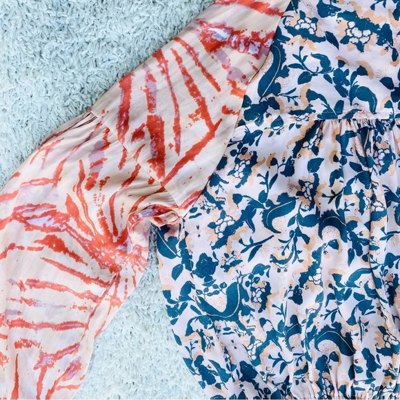 Free People Abstract Floral Print Crop Bohemian Blouse - Picture 4 of 7